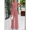 imagePRETTYGARDEN Spring Two Piece Sets For Women 2025 Ribbed Knit Crew Neck Sleeveless Tank Tops Wide Leg Pants Casual Lounge SetDusty Pink