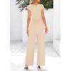 imagePRETTYGARDEN Summer Jumpsuits for Women Dressy 2025 Ribbed Cap Sleeve Wide Leg Pants Rompers Elegant Casual One Piece OutfitsApricot