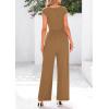 imagePRETTYGARDEN Summer Jumpsuits for Women Dressy 2025 Ribbed Cap Sleeve Wide Leg Pants Rompers Elegant Casual One Piece OutfitsCamel