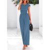 imagePRETTYGARDEN Summer Jumpsuits for Women Dressy 2025 Ribbed Cap Sleeve Wide Leg Pants Rompers Elegant Casual One Piece OutfitsGrey Blue