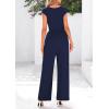 imagePRETTYGARDEN Summer Jumpsuits for Women Dressy 2025 Ribbed Cap Sleeve Wide Leg Pants Rompers Elegant Casual One Piece OutfitsNavy