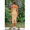 imagePRETTYGARDEN Womens 2025 Summer Sleeveless Bodycon Dress Textured Back Slit Sexy Cocktail Party Midi DressesLight Khaki