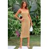 imagePRETTYGARDEN Womens 2025 Summer Sleeveless Bodycon Dress Textured Back Slit Sexy Cocktail Party Midi DressesLight Khaki