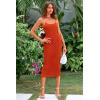 imagePRETTYGARDEN Womens 2025 Summer Sleeveless Bodycon Dress Textured Back Slit Sexy Cocktail Party Midi DressesOrange