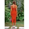 imagePRETTYGARDEN Womens 2025 Summer Sleeveless Bodycon Dress Textured Back Slit Sexy Cocktail Party Midi DressesOrange