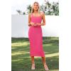 imagePRETTYGARDEN Womens 2025 Summer Sleeveless Bodycon Dress Textured Back Slit Sexy Cocktail Party Midi DressesRose Red