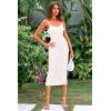 imagePRETTYGARDEN Womens 2025 Summer Sleeveless Bodycon Dress Textured Back Slit Sexy Cocktail Party Midi DressesWhite