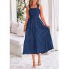 imagePRETTYGARDEN Womens Smocked Midi Dress 2025 Summer Ruffle A Line Long Flowy Dresses Cute Sleeveless Beach SundressDark Blue