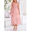 imagePRETTYGARDEN Womens Smocked Midi Dress 2025 Summer Ruffle A Line Long Flowy Dresses Cute Sleeveless Beach SundressPink