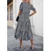 imagePRETTYGARDEN Womens Summer Casual Boho Dress Floral Print Ruffle Puff Short Sleeve Flowy Midi Beach Party DressesBlackWhite