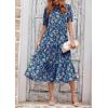 imagePRETTYGARDEN Womens Summer Casual Boho Dress Floral Print Ruffle Puff Short Sleeve Flowy Midi Beach Party DressesBlue Apricot