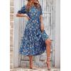 imagePRETTYGARDEN Womens Summer Casual Boho Dress Floral Print Ruffle Puff Short Sleeve Flowy Midi Beach Party DressesBlue Apricot