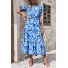 imagePRETTYGARDEN Womens Summer Casual Boho Dress Floral Print Ruffle Puff Short Sleeve Flowy Midi Beach Party DressesFloral Blue