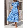 imagePRETTYGARDEN Womens Summer Casual Boho Dress Floral Print Ruffle Puff Short Sleeve Flowy Midi Beach Party DressesFloral Blue