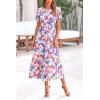 imagePRETTYGARDEN Womens Summer Casual Boho Dress Floral Print Ruffle Puff Short Sleeve Flowy Midi Beach Party DressesPrint Multicolored