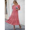 imagePRETTYGARDEN Womens Summer Casual Boho Dress Floral Print Ruffle Puff Short Sleeve Flowy Midi Beach Party DressesRed