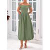 imagePRETTYGARDEN Womens Summer Off Shoulder Sleeveless Midi Dress Cocktail A Line Flowy Wedding Guest Dresses with PocketsArmy Green