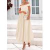 imagePRETTYGARDEN Womens Summer Off Shoulder Sleeveless Midi Dress Cocktail A Line Flowy Wedding Guest Dresses with PocketsBeige