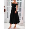 imagePRETTYGARDEN Womens Summer Off Shoulder Sleeveless Midi Dress Cocktail A Line Flowy Wedding Guest Dresses with PocketsBlack
