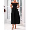imagePRETTYGARDEN Womens Summer Off Shoulder Sleeveless Midi Dress Cocktail A Line Flowy Wedding Guest Dresses with PocketsBlack