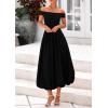 imagePRETTYGARDEN Womens Summer Off Shoulder Sleeveless Midi Dress Cocktail A Line Flowy Wedding Guest Dresses with PocketsBlack