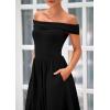 imagePRETTYGARDEN Womens Summer Off Shoulder Sleeveless Midi Dress Cocktail A Line Flowy Wedding Guest Dresses with PocketsBlack
