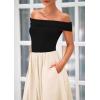 imagePRETTYGARDEN Womens Summer Off Shoulder Sleeveless Midi Dress Cocktail A Line Flowy Wedding Guest Dresses with PocketsBlack Apricot