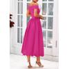 imagePRETTYGARDEN Womens Summer Off Shoulder Sleeveless Midi Dress Cocktail A Line Flowy Wedding Guest Dresses with PocketsRose Red