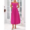 imagePRETTYGARDEN Womens Summer Off Shoulder Sleeveless Midi Dress Cocktail A Line Flowy Wedding Guest Dresses with PocketsRose Red