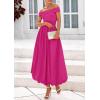imagePRETTYGARDEN Womens Summer Off Shoulder Sleeveless Midi Dress Cocktail A Line Flowy Wedding Guest Dresses with PocketsRose Red