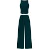 imagePRETTYGARDEN Spring Two Piece Sets For Women 2025 Ribbed Knit Crew Neck Sleeveless Tank Tops Wide Leg Pants Casual Lounge SetLake Blue