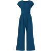 imagePRETTYGARDEN Summer Jumpsuits for Women Dressy 2025 Ribbed Cap Sleeve Wide Leg Pants Rompers Elegant Casual One Piece OutfitsLake Blue