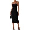 imagePRETTYGARDEN Womens 2025 Summer Sleeveless Bodycon Dress Textured Back Slit Sexy Cocktail Party Midi DressesBlack