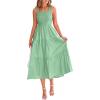 imagePRETTYGARDEN Womens Smocked Midi Dress 2025 Summer Ruffle A Line Long Flowy Dresses Cute Sleeveless Beach SundressBean Green