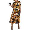 imagePRETTYGARDEN Womens Summer Casual Boho Dress Floral Print Ruffle Puff Short Sleeve Flowy Midi Beach Party DressesPrint Yellow White