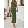 imagePRETTYGARDEN 2 Piece Sets for Women Summer 2025 Cap Sleeve Crop Tops Ruched Maxi Skirt Sets Spring Matching Vacation OutfitsArmy Green
