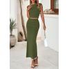 imagePRETTYGARDEN 2 Piece Sets for Women Summer 2025 Cap Sleeve Crop Tops Ruched Maxi Skirt Sets Spring Matching Vacation OutfitsArmy Green