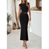 imagePRETTYGARDEN 2 Piece Sets for Women Summer 2025 Cap Sleeve Crop Tops Ruched Maxi Skirt Sets Spring Matching Vacation OutfitsBlack