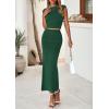 imagePRETTYGARDEN 2 Piece Sets for Women Summer 2025 Cap Sleeve Crop Tops Ruched Maxi Skirt Sets Spring Matching Vacation OutfitsDark Green
