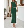 imagePRETTYGARDEN 2 Piece Sets for Women Summer 2025 Cap Sleeve Crop Tops Ruched Maxi Skirt Sets Spring Matching Vacation OutfitsDark Green
