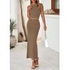 imagePRETTYGARDEN 2 Piece Sets for Women Summer 2025 Cap Sleeve Crop Tops Ruched Maxi Skirt Sets Spring Matching Vacation OutfitsKhaki