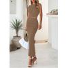 imagePRETTYGARDEN 2 Piece Sets for Women Summer 2025 Cap Sleeve Crop Tops Ruched Maxi Skirt Sets Spring Matching Vacation OutfitsKhaki
