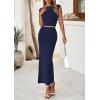 imagePRETTYGARDEN 2 Piece Sets for Women Summer 2025 Cap Sleeve Crop Tops Ruched Maxi Skirt Sets Spring Matching Vacation OutfitsNavy