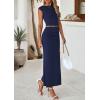 imagePRETTYGARDEN 2 Piece Sets for Women Summer 2025 Cap Sleeve Crop Tops Ruched Maxi Skirt Sets Spring Matching Vacation OutfitsNavy