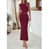 imagePRETTYGARDEN 2 Piece Sets for Women Summer 2025 Cap Sleeve Crop Tops Ruched Maxi Skirt Sets Spring Matching Vacation OutfitsWine Red