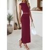 imagePRETTYGARDEN 2 Piece Sets for Women Summer 2025 Cap Sleeve Crop Tops Ruched Maxi Skirt Sets Spring Matching Vacation OutfitsWine Red