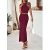 imagePRETTYGARDEN 2 Piece Sets for Women Summer 2025 Cap Sleeve Crop Tops Ruched Maxi Skirt Sets Spring Matching Vacation OutfitsWine Red