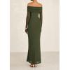 imagePRETTYGARDEN Off The Shoulder Maxi Dresses for Women 2025 Spring Long Sleeve Mesh Party Formal Wedding Guest DressArmy Green
