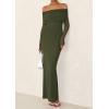 imagePRETTYGARDEN Off The Shoulder Maxi Dresses for Women 2025 Spring Long Sleeve Mesh Party Formal Wedding Guest DressArmy Green