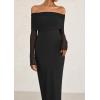 imagePRETTYGARDEN Off The Shoulder Maxi Dresses for Women 2025 Spring Long Sleeve Mesh Party Formal Wedding Guest DressBlack